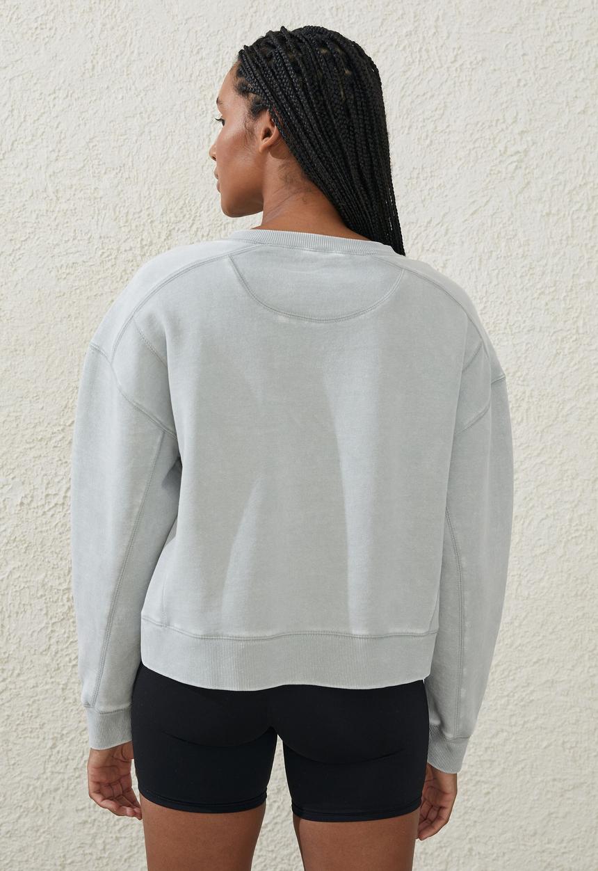 Cotton On - Active washed boxy crew jumper - washed aqua mist