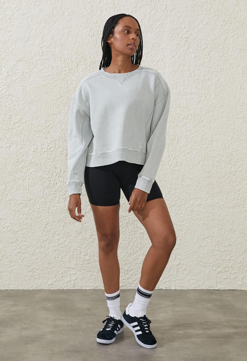 Cotton On - Active washed boxy crew jumper - washed aqua mist