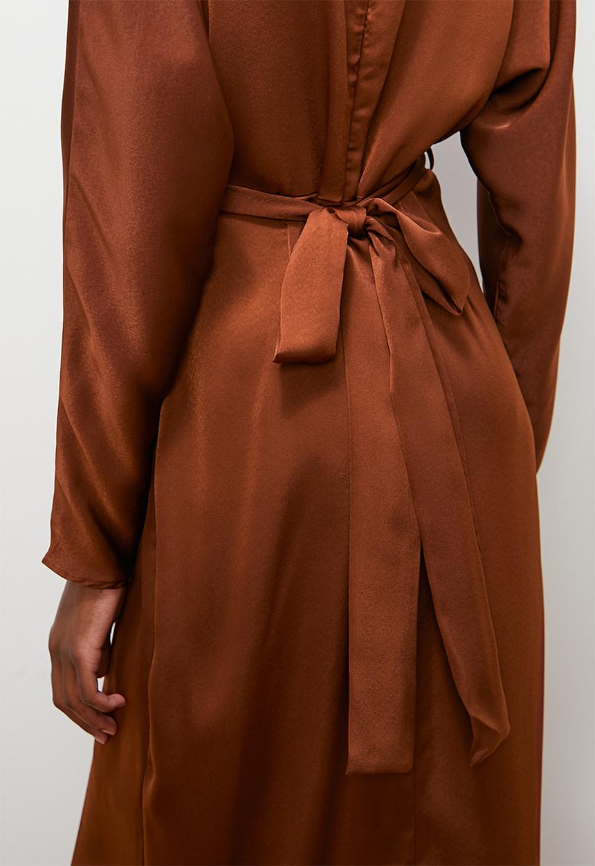 edit - Satin wrap midi dress - cherry mahogany