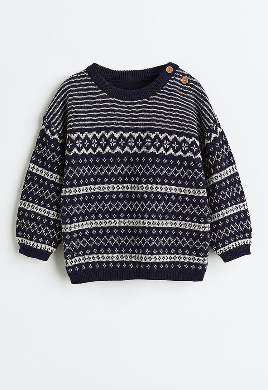 H&M - Jacquard-knit jumper - navy blue/patterned