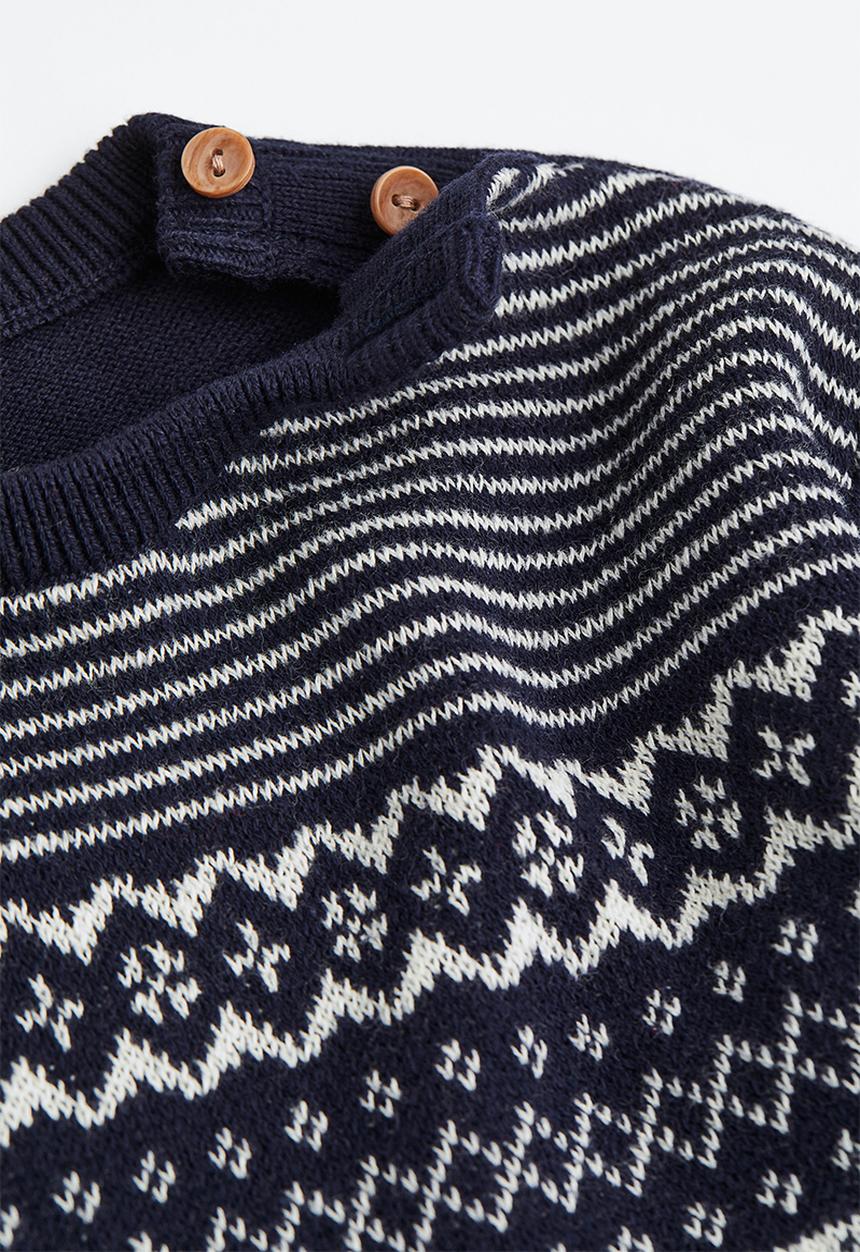H&M - Jacquard-knit jumper - navy blue/patterned