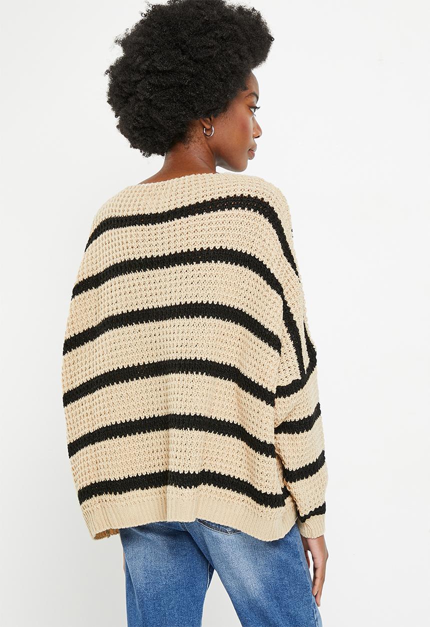Stella Morgan - Striped oversized jersey - stone