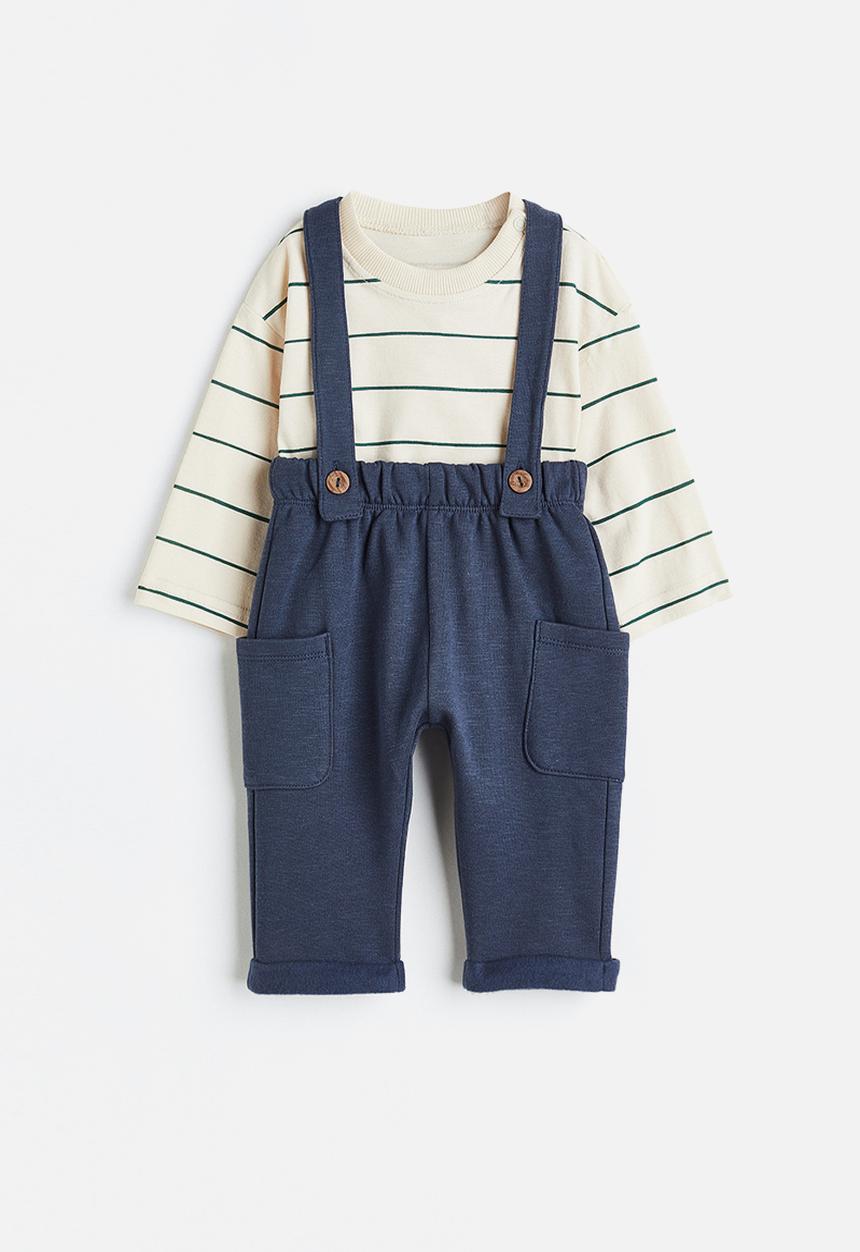 H&M - 2-Piece cotton set - white/dark blue