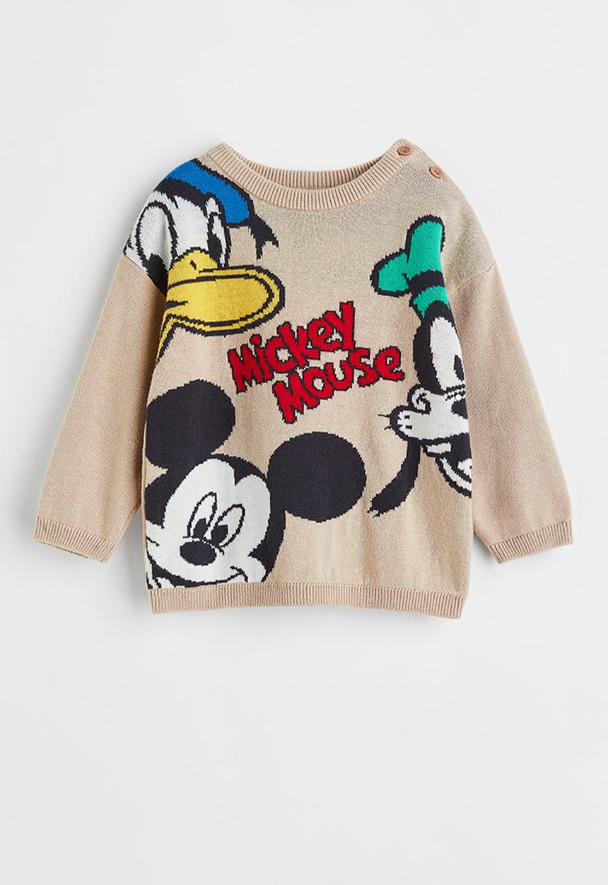 H&M - Jacquard-knit jumper - beige/mickey mouse