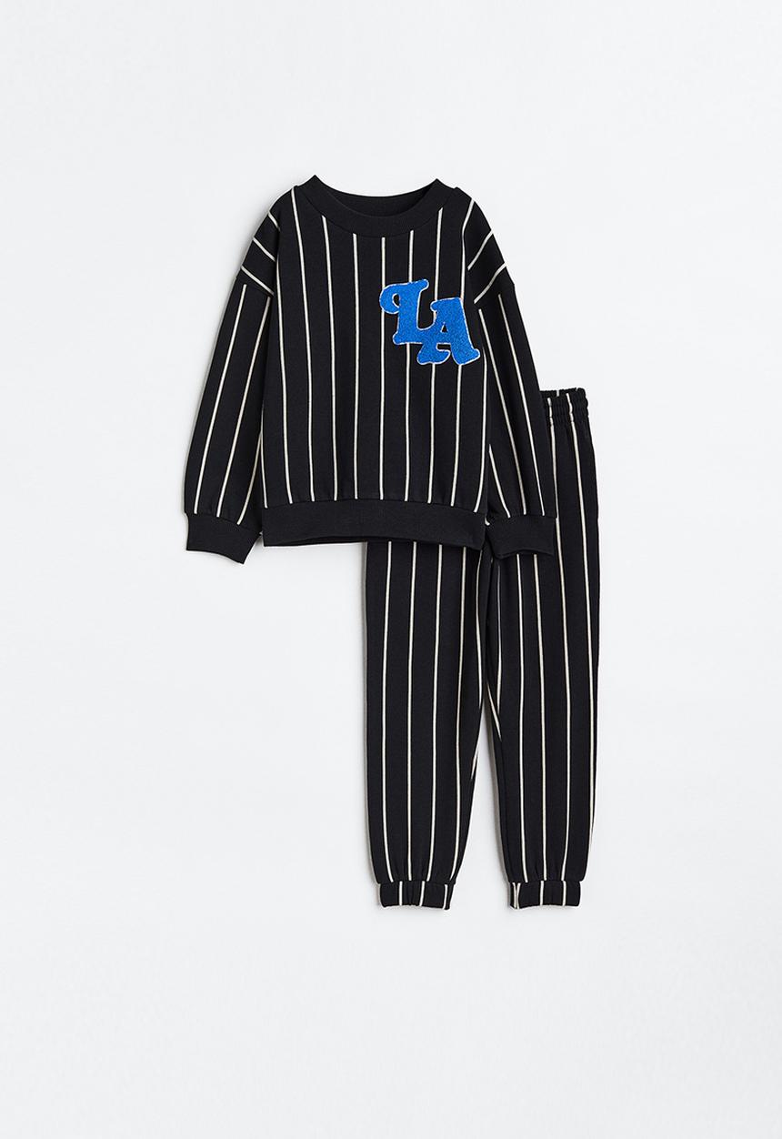 H&M - 2-Piece sweatshirt set - black/pinstriped