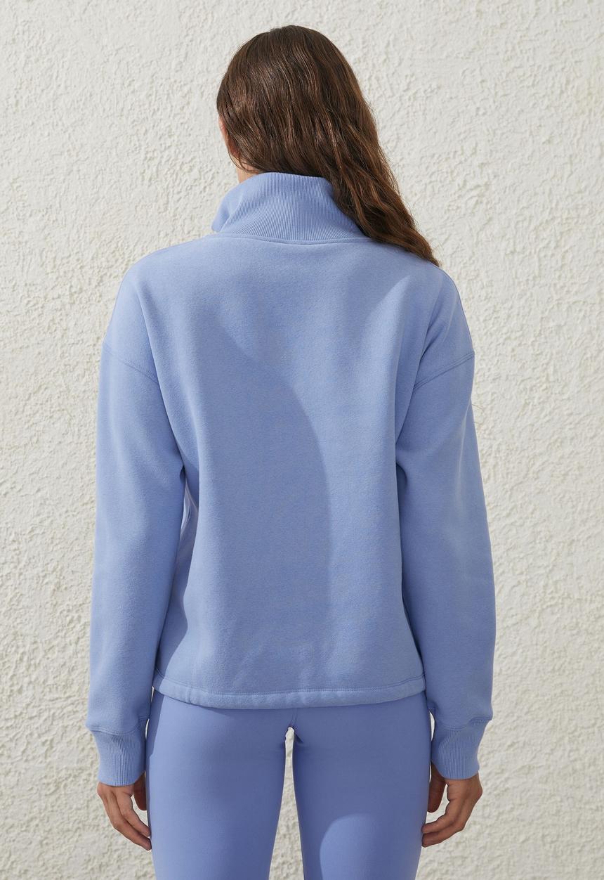 Cotton On - Plush rib half zip jumper - iris flower