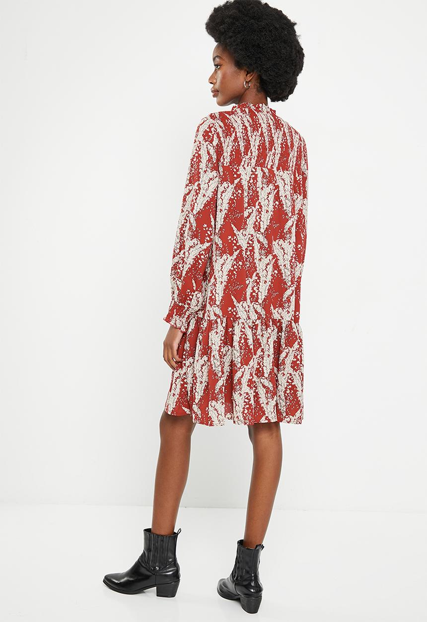 Stella Morgan - Printed long sleeve dress - red