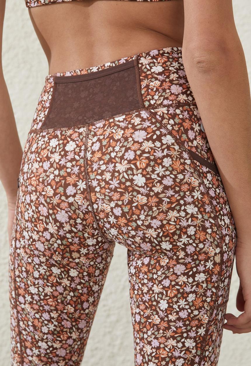 Cotton On - Premium fleece full length tight - heather ditsy cedar brown
