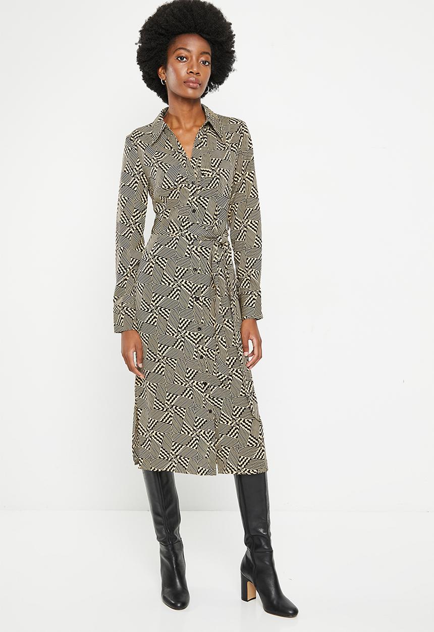 Stella Morgan - Long sleeve shirt dress - multi beige