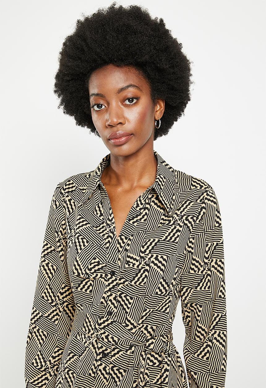Stella Morgan - Long sleeve shirt dress - multi beige