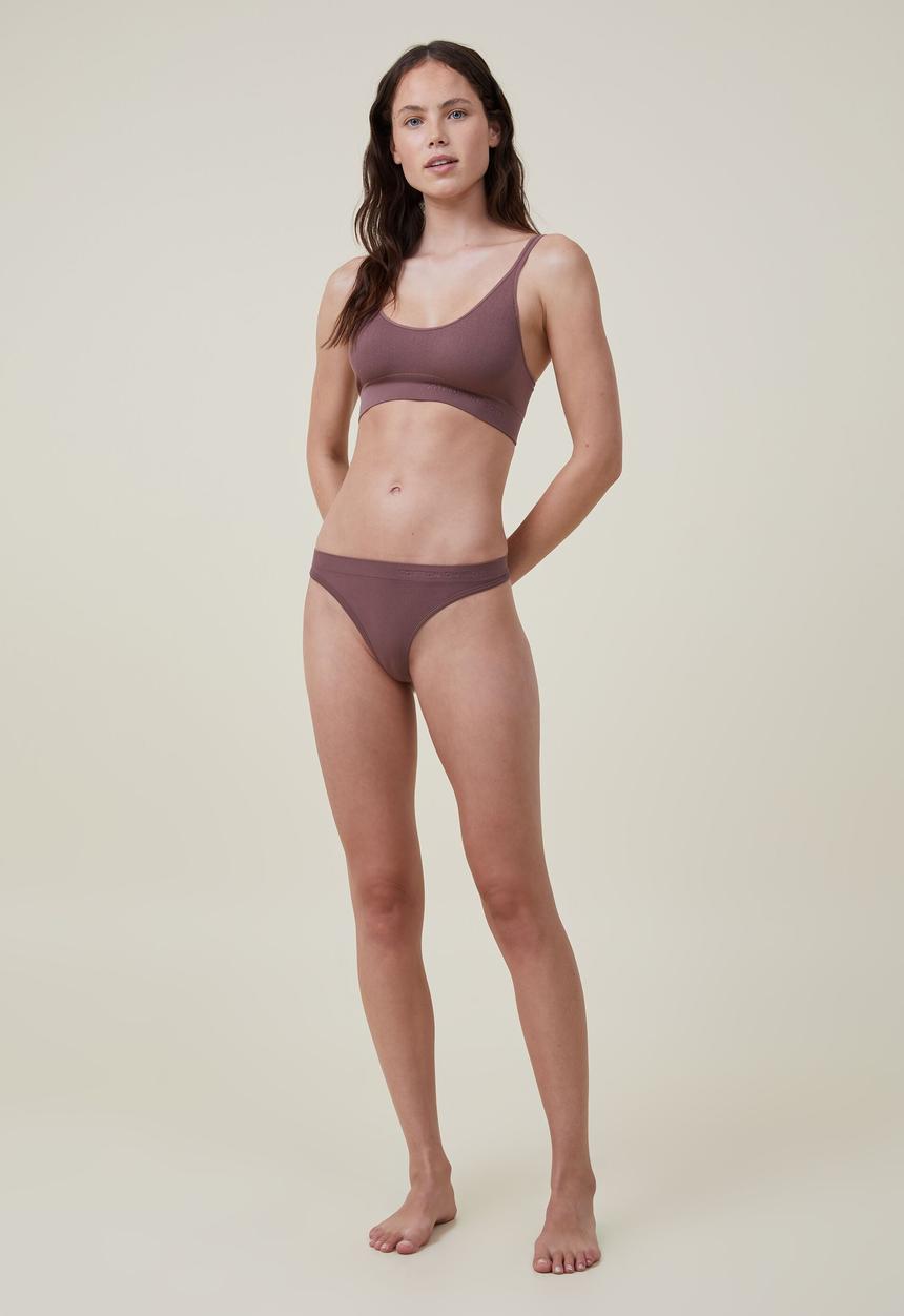Cotton On - Seamless high cut G-string brief - rose taupe