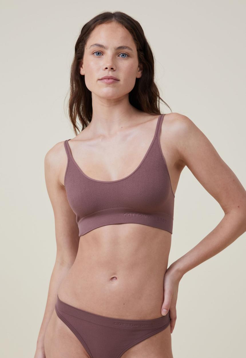Cotton On - Seamless longline bralette - rose taupe