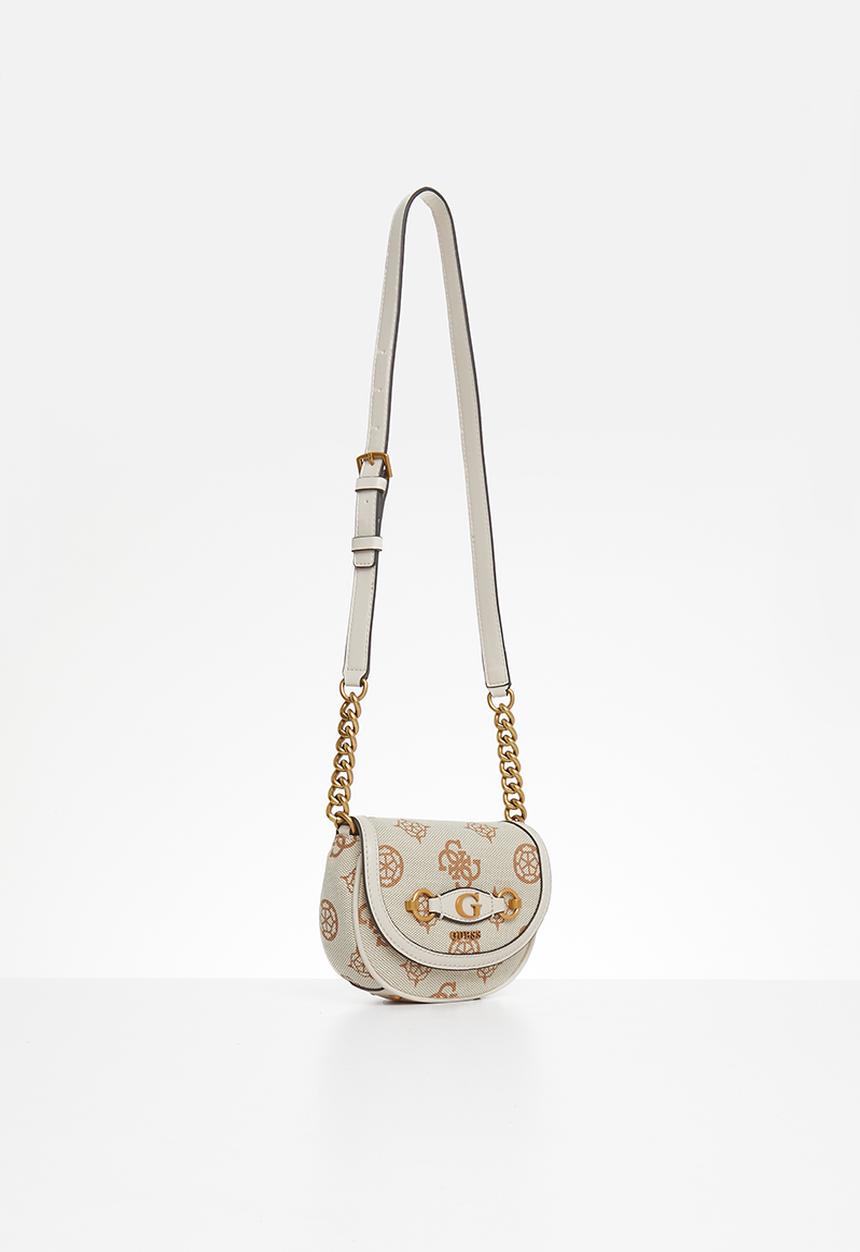 GUESS - Izzy mini crossbody flap - beige logo