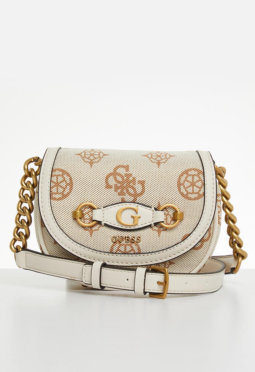 GUESS - Izzy mini crossbody flap - beige logo