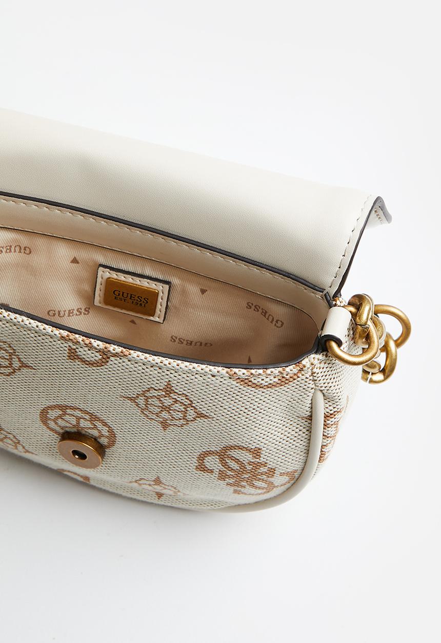 GUESS - Izzy mini crossbody flap - beige logo