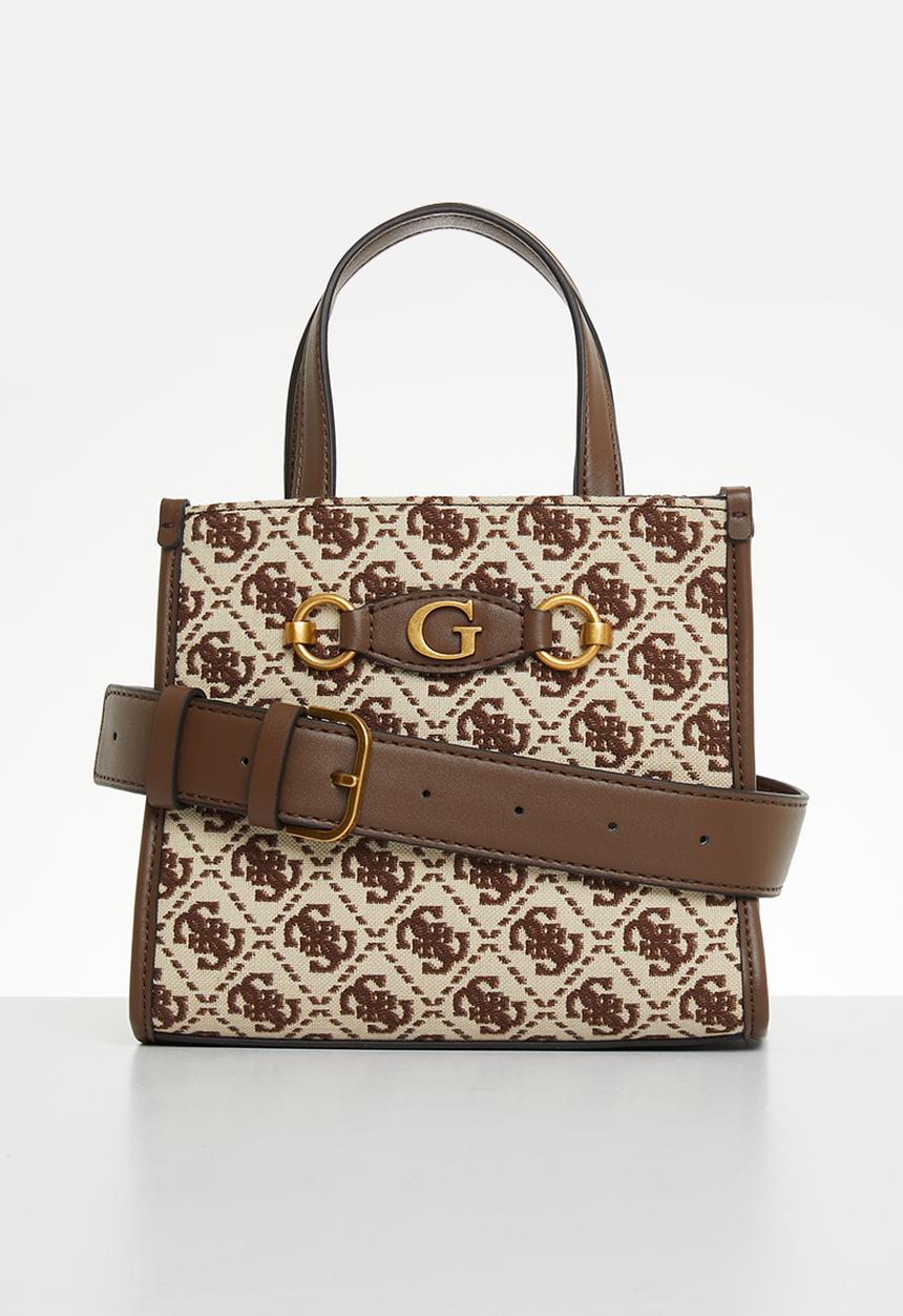 GUESS - Izzy 2 compartment mini tote - brown logo 