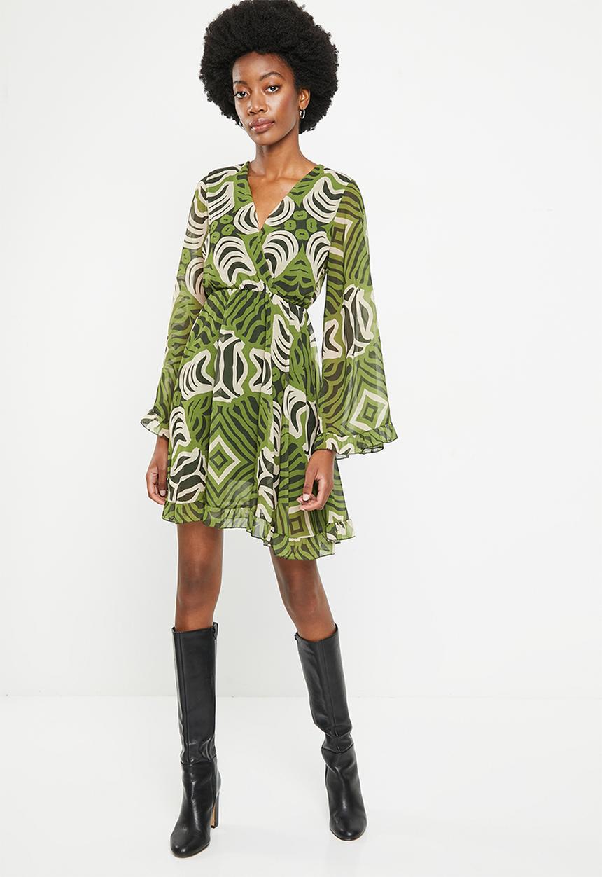 Stella Morgan - Double layer chiffon dress - khaki