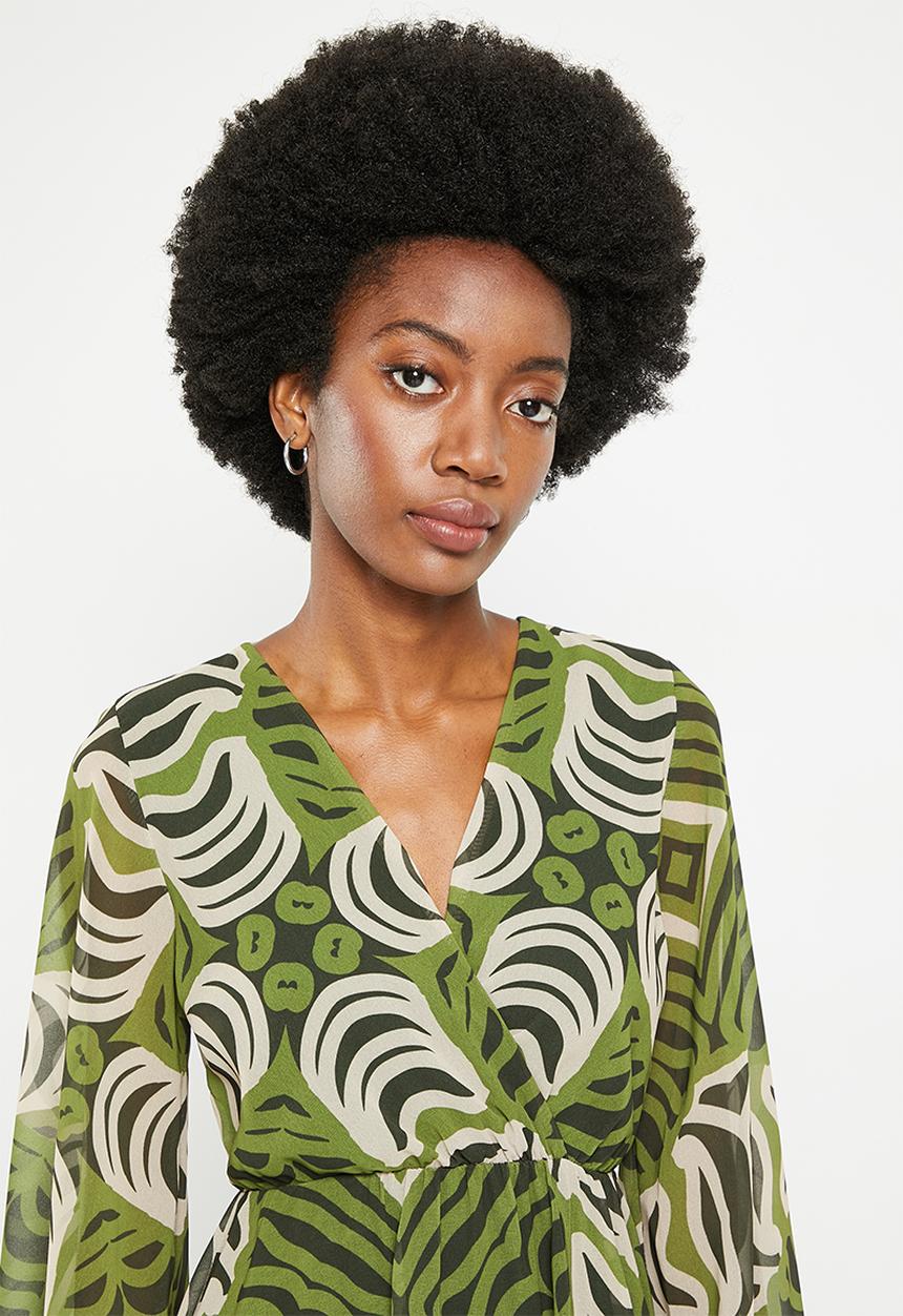 Stella Morgan - Double layer chiffon dress - khaki