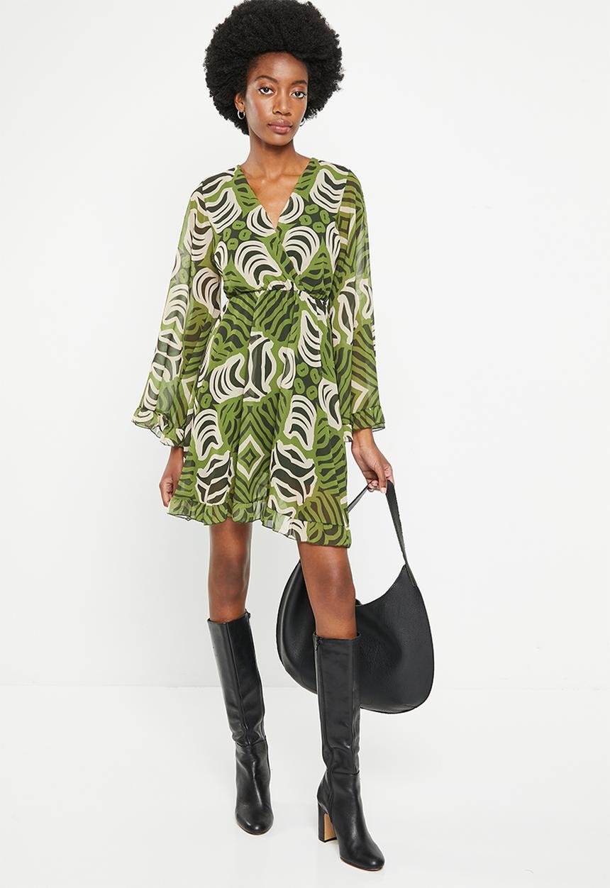 Stella Morgan - Double layer chiffon dress - khaki
