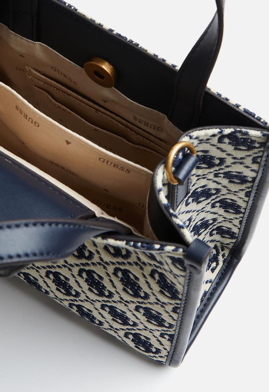 GUESS - Izzy 2 compartment mini tote  - navy logo