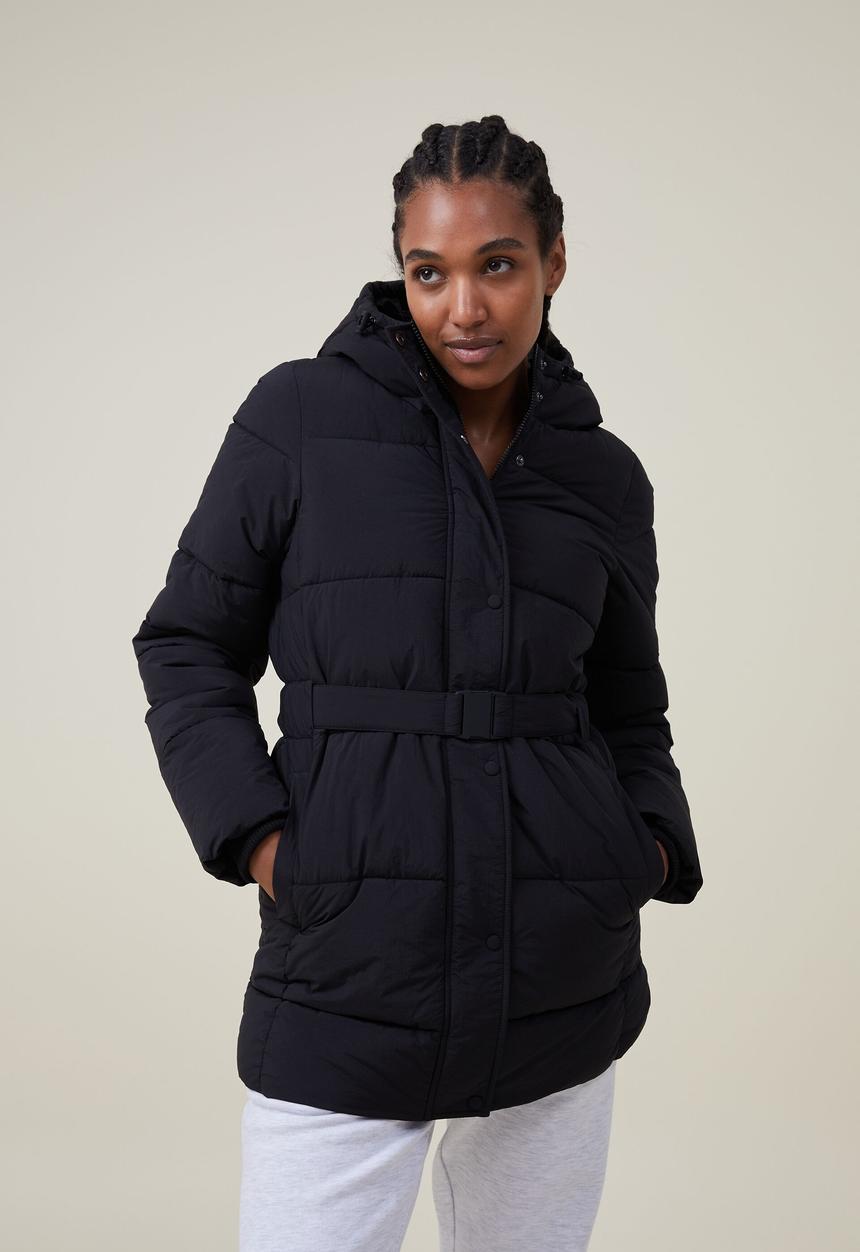 Cotton On - Mid length explorer puffer - black