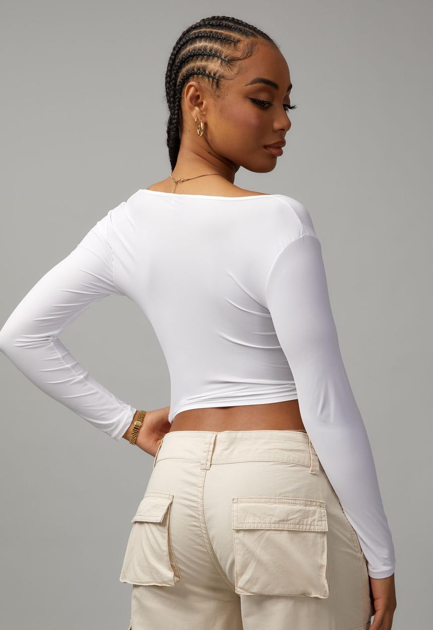 Factorie - Sheer long sleeve corset - white