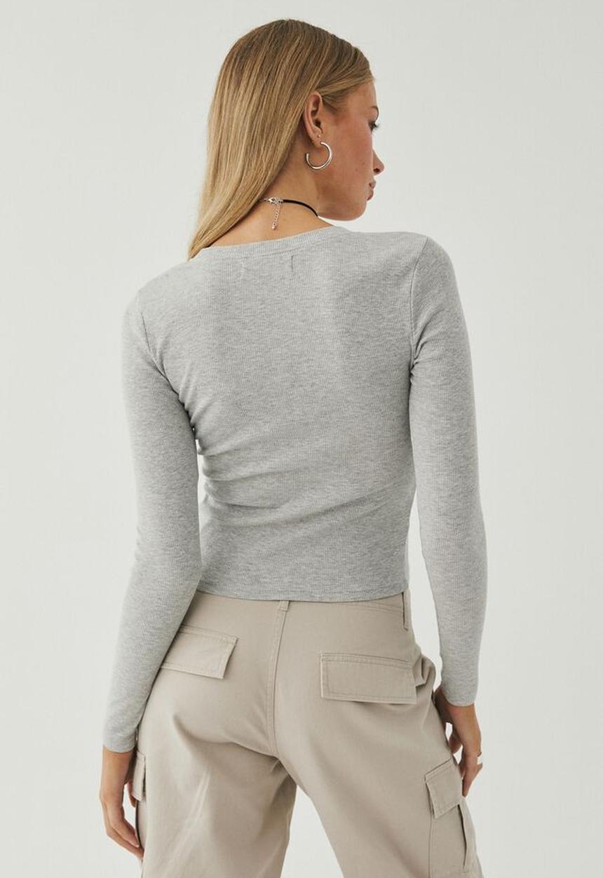 Supré  - Aspen long sleeve rib top - grey marle