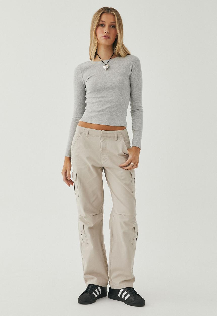 Supré  - Aspen long sleeve rib top - grey marle