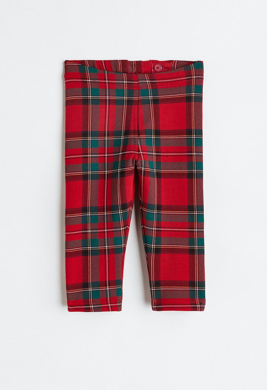 H&M - Cotton leggings - red/checked