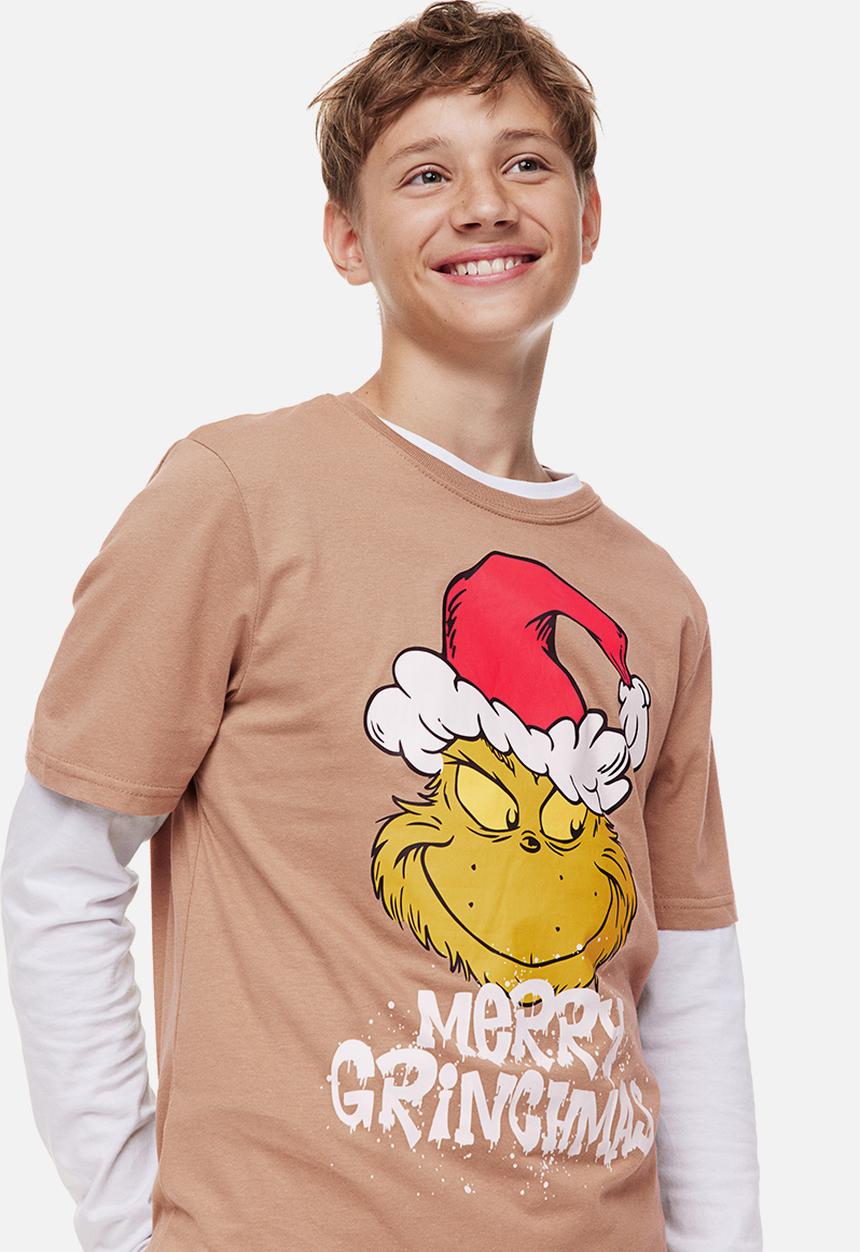 H&M - Printed t-shirt - dark beige/the grinch
