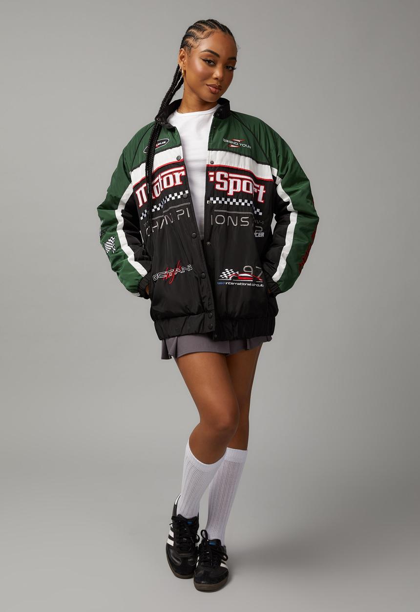 Factorie - Nylon moto jacket - motor sport/pepper green/black