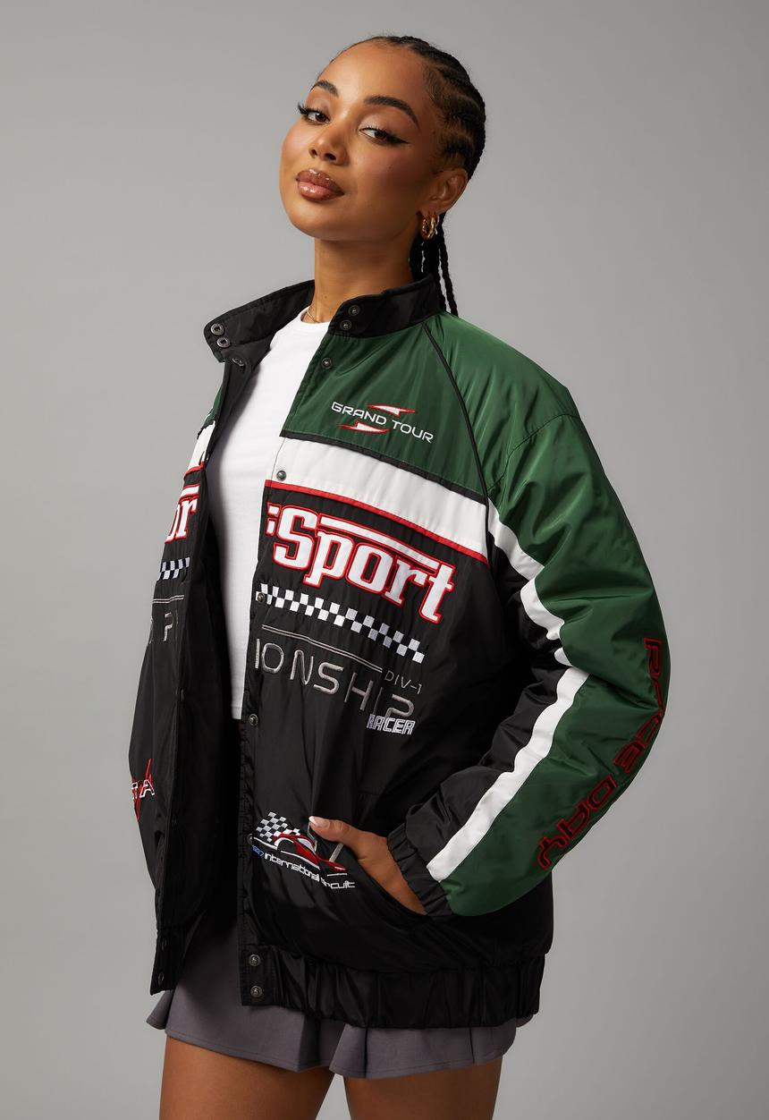 Factorie - Nylon moto jacket - motor sport/pepper green/black