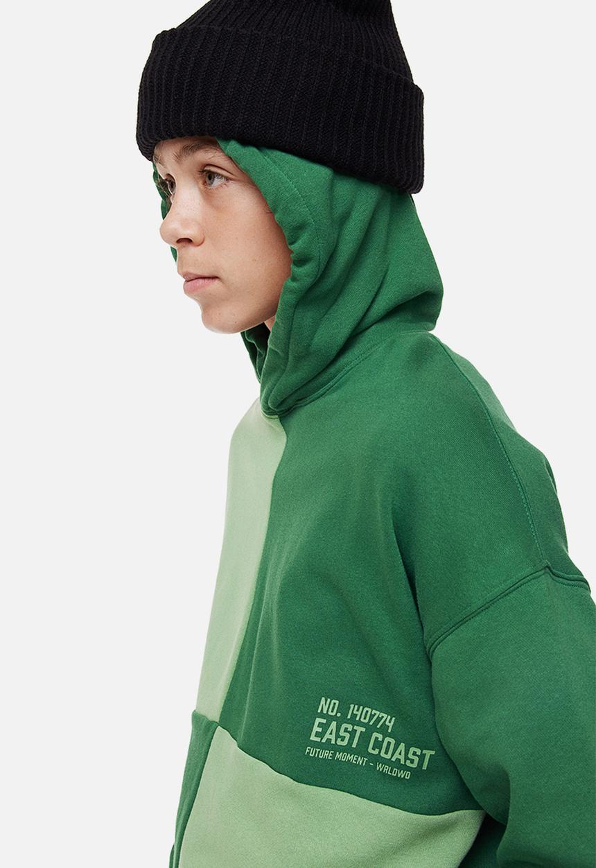 H&M - Printed hoodie - dark green/block-coloured
