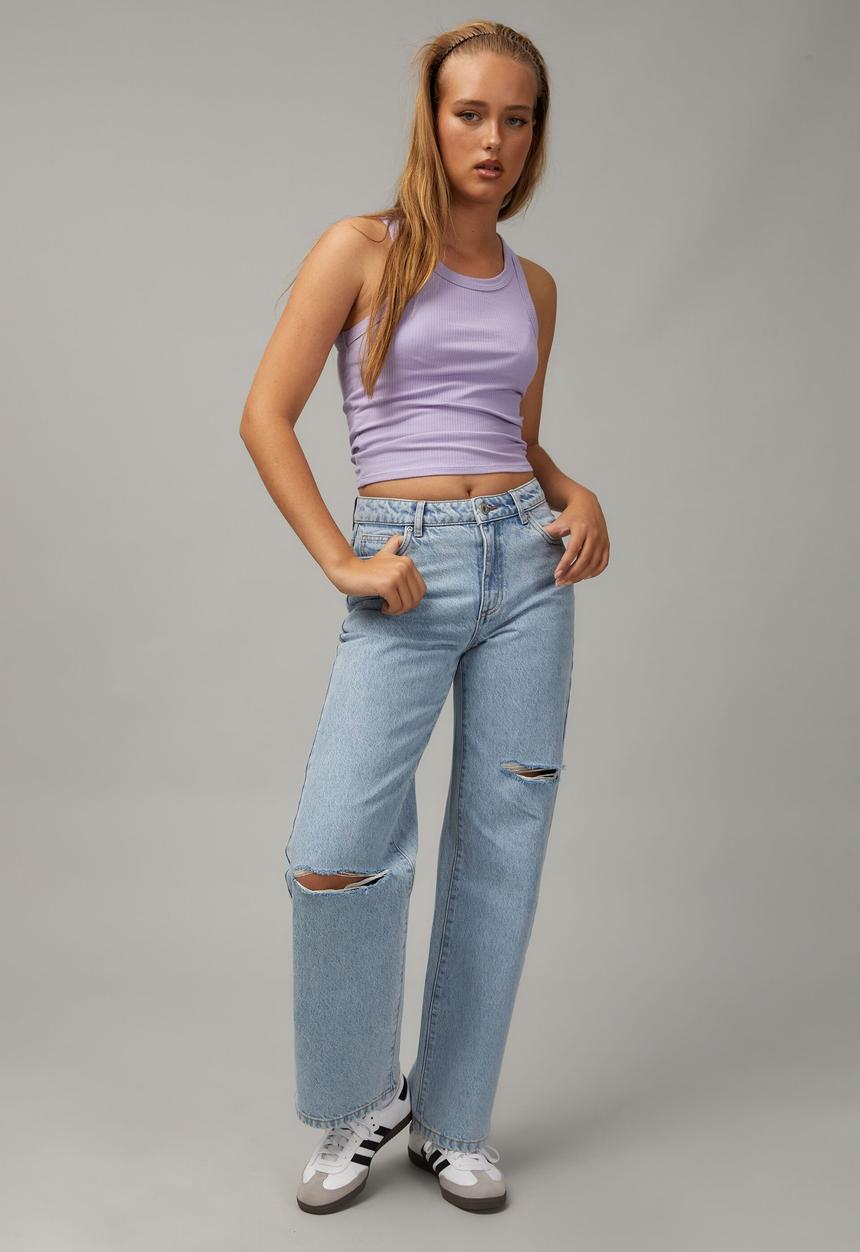 Factorie - Mid rise skate jean - 90S blue/heavy rips