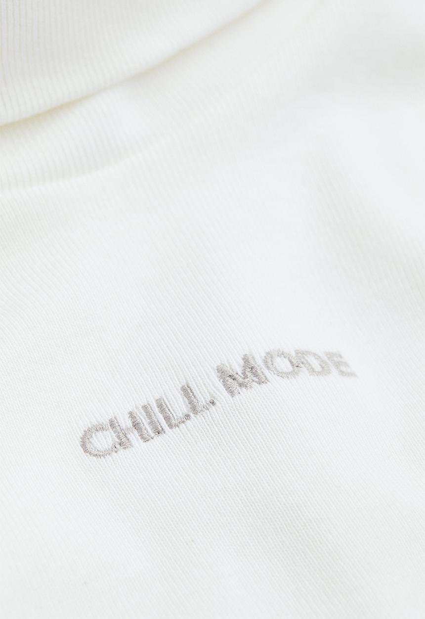 H&M - Ribbed polo-neck top - white/chill mode