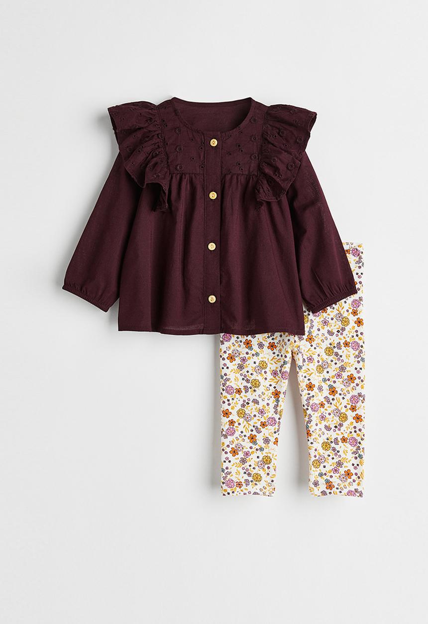 H&M - 2-piece cotton set - dark red