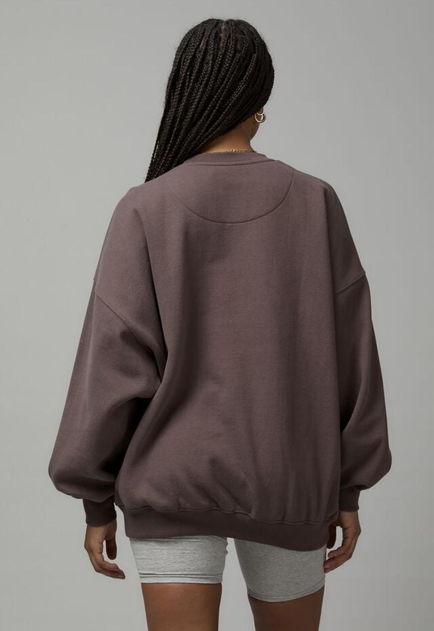 Factorie - Slouchy premium graphic crew - plum truffle/detroit