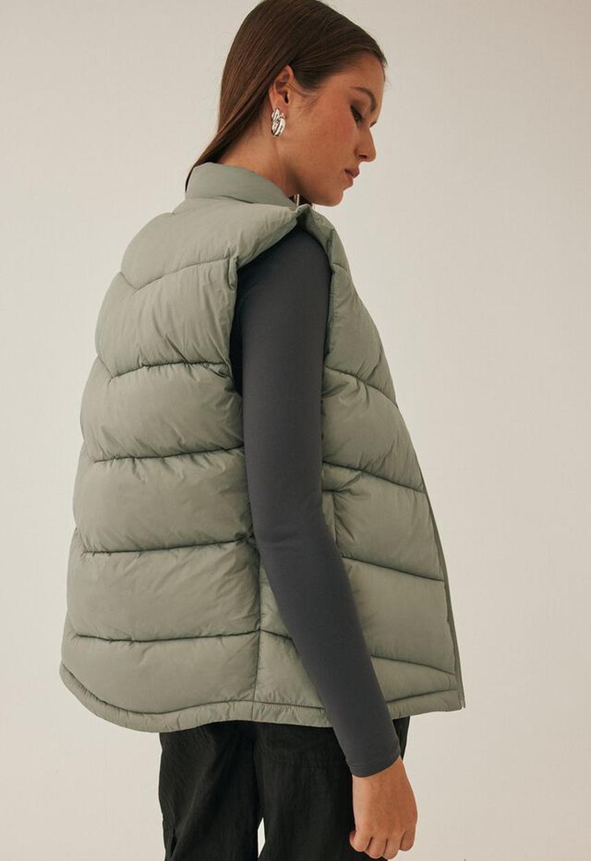 Supré  - Scout longline puffer vest -  silver green