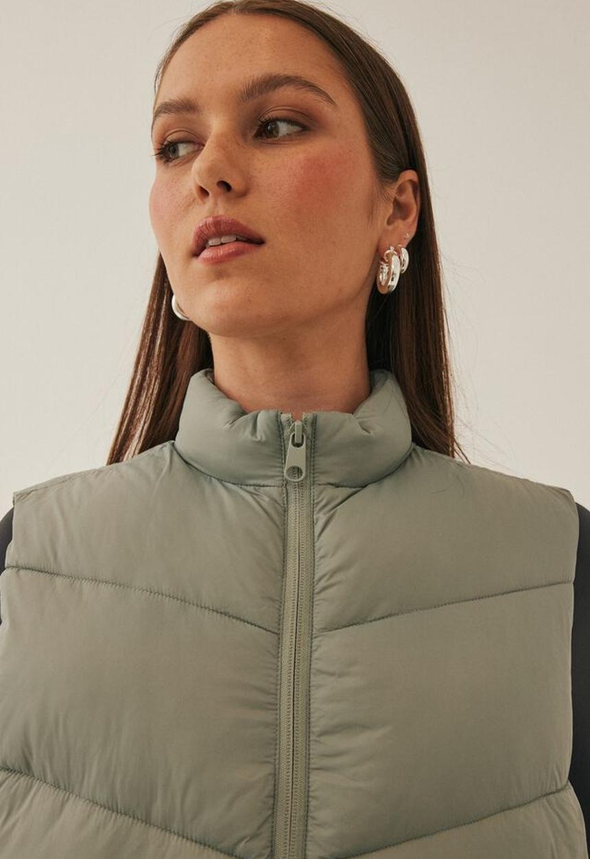 Supré  - Scout longline puffer vest -  silver green