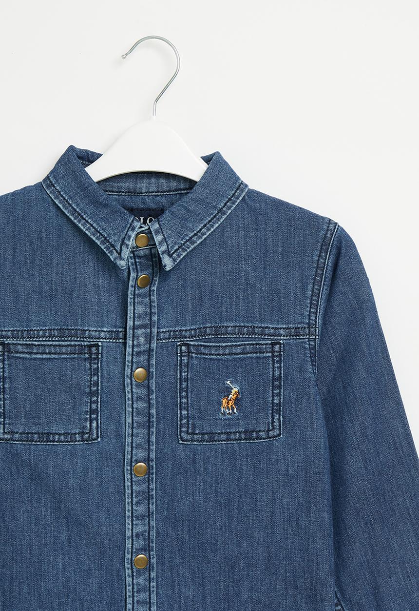 POLO - Boys pjc ethan long sleeve denim shirt - medium wash