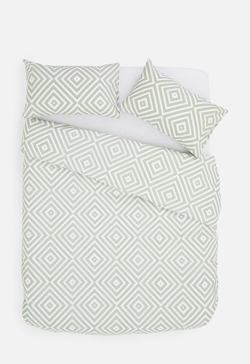 Sixth Floor - Juno polycotton printed duvet cover set - green