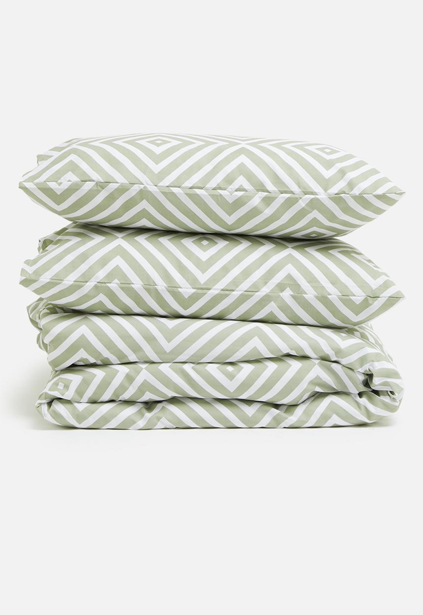 Sixth Floor - Juno polycotton printed duvet cover set - green