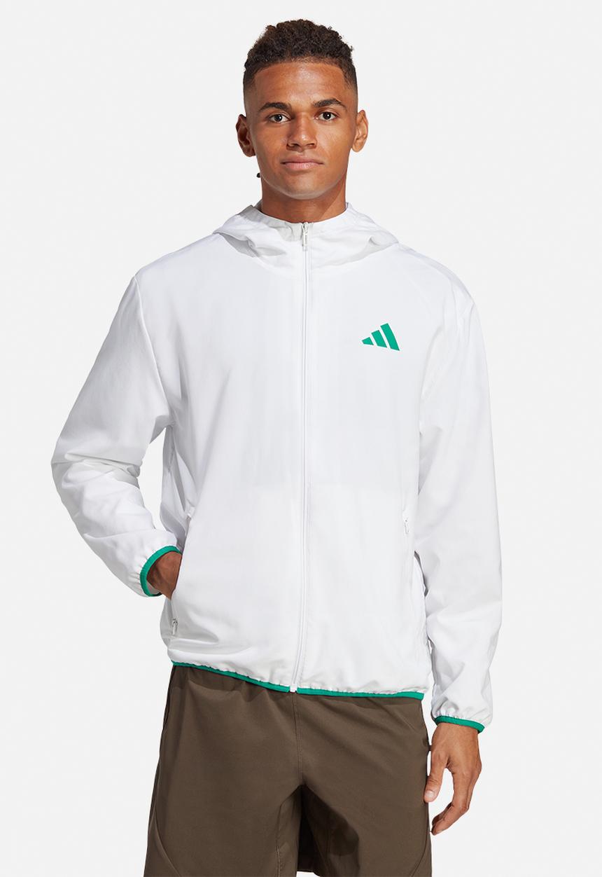 adidas Performance - Train ess training fz jacket- white/silver pebble/court green