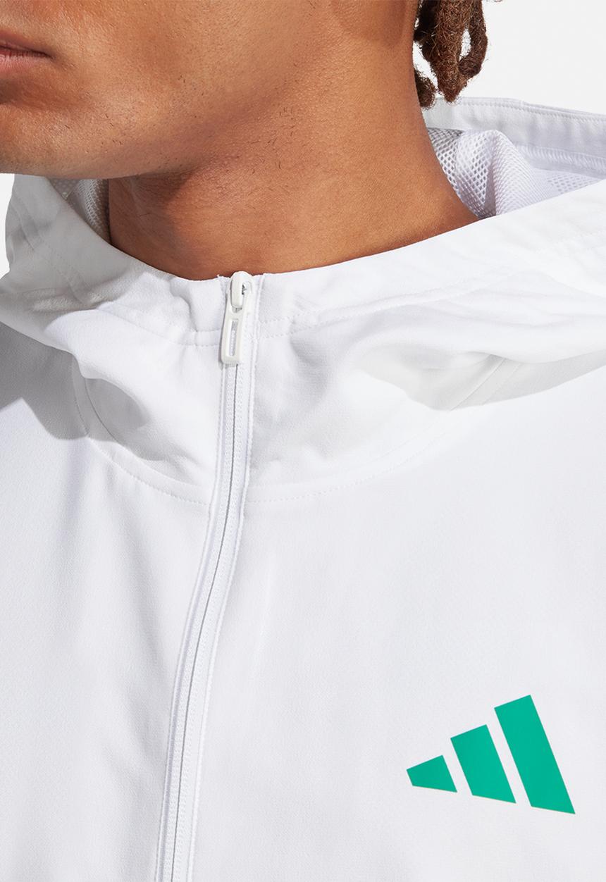 adidas Performance - Train ess training fz jacket- white/silver pebble/court green