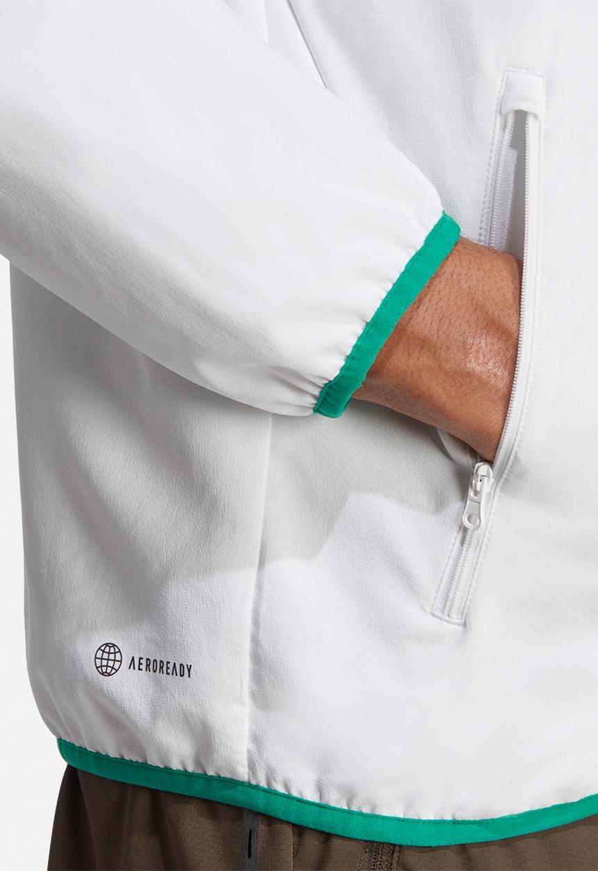 adidas Performance - Train ess training fz jacket- white/silver pebble/court green