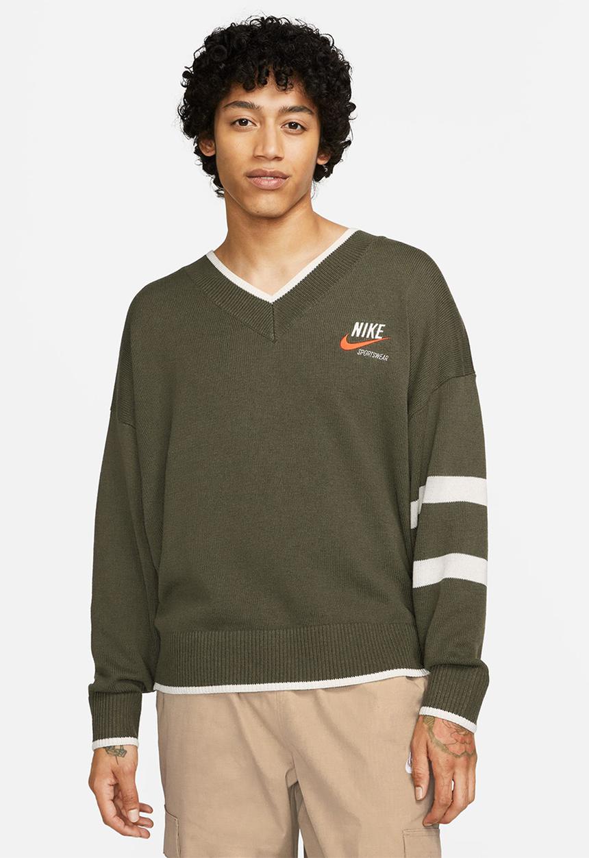 Nike - Nsw nike trend sweater - cargo khaki/sail/team orange/sail