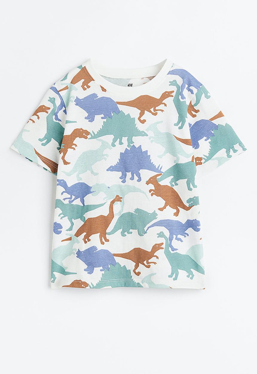 H&M - Printed t-shirt - white/dinosaurs