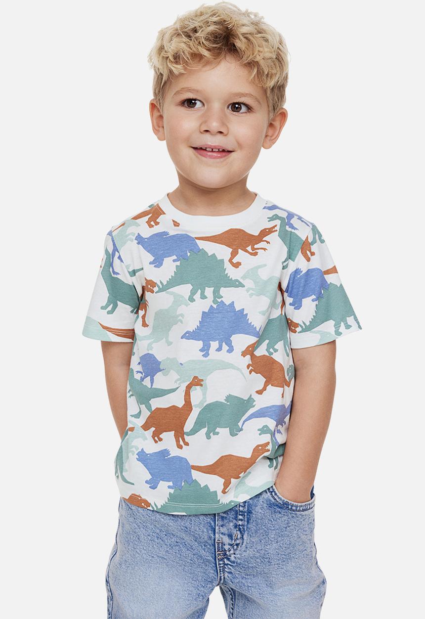 H&M - Printed t-shirt - white/dinosaurs