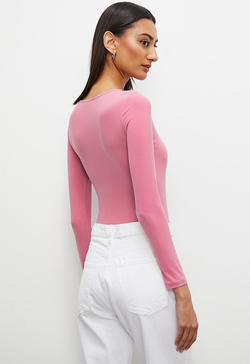 Superbalist - Long sleeve boatneck bodysuit - heather rose