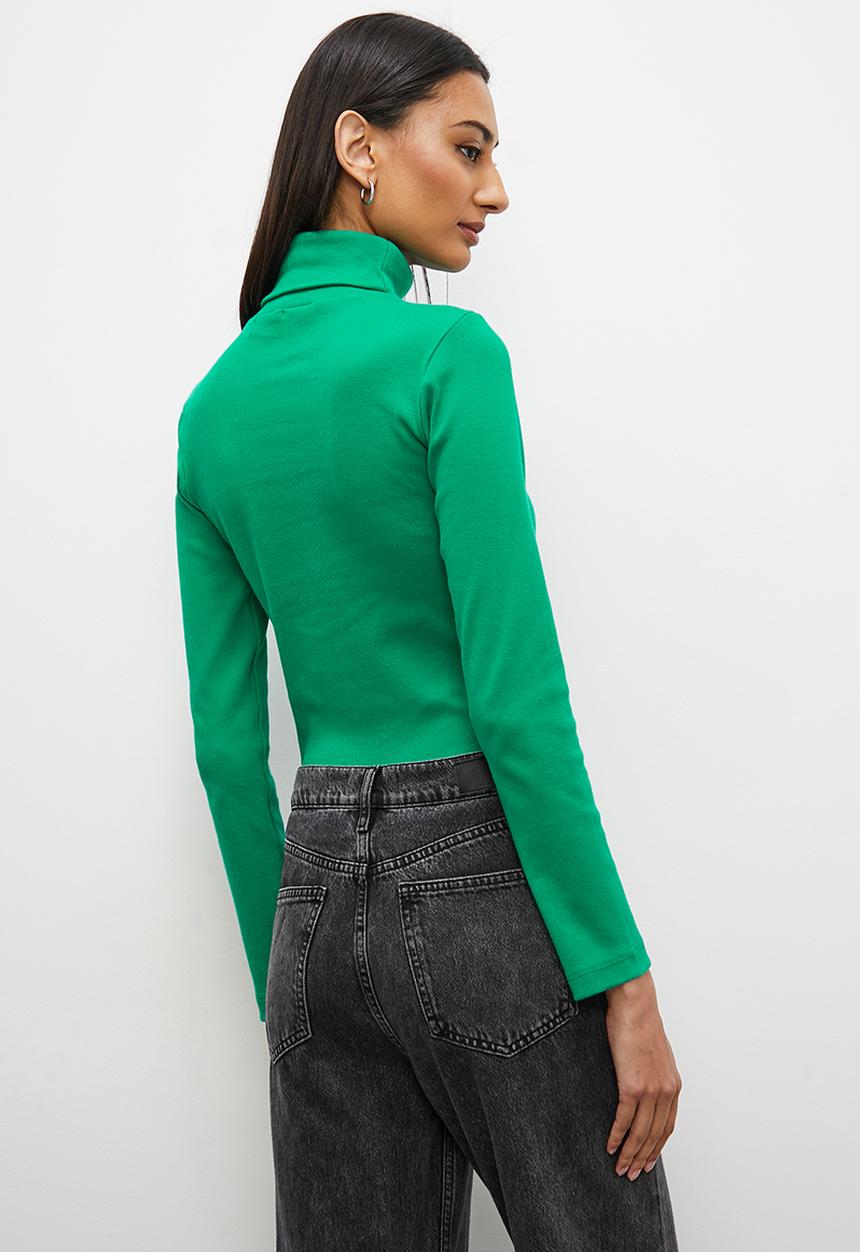 Superbalist - Poloneck rib top - green